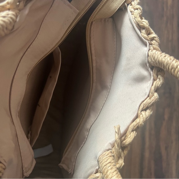 Reitmans Round Woven Straw Crossbody Bag with Brown Strap - Picture 7 of 7